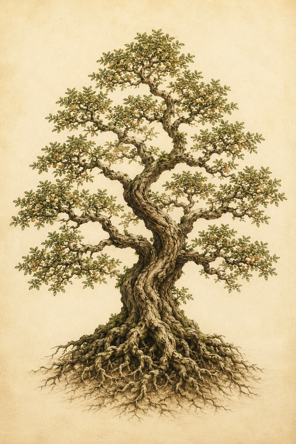 Ilustración de un bonsái como símbolo de un árbol familiar